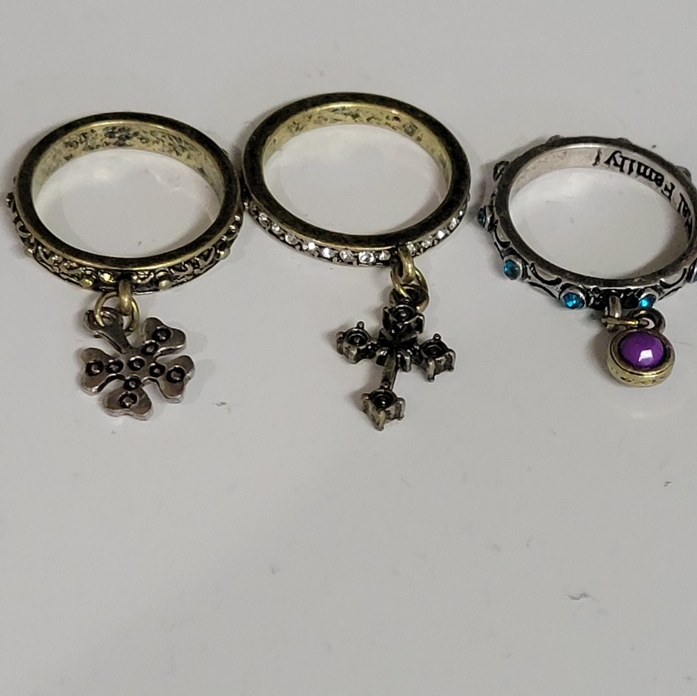 3pc Stackable Ring Set In Bronze. Cross Shamrock … - image 7